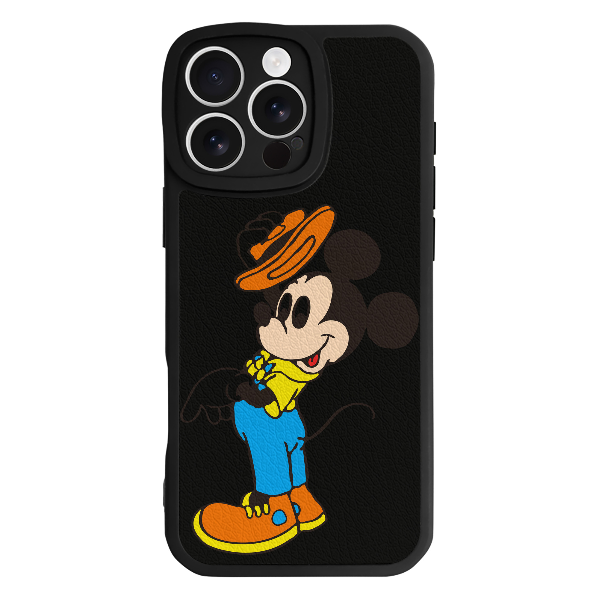 （画像用） ミッキーマウス Mickey Mouse 【iPhone 16シリーズ対応】シリコンスマホケース（レザー調） 材質：シリコン